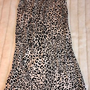 Vici leopard satin midi skirt